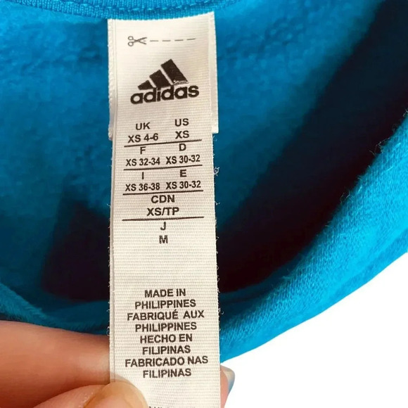 Adidas Teal Pullover Pocket Textured Logo Hoodie - Picture 3 of 9